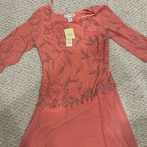 a.n.a Women's Elegant Coral Long Sleeve Dress